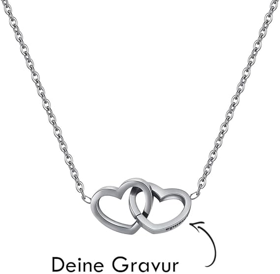 Personalisierte Doppel Herzhalskette