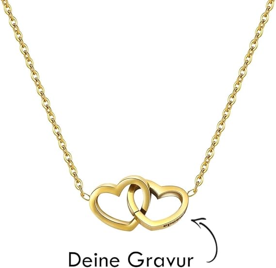 Personalisierte Doppel Herzhalskette